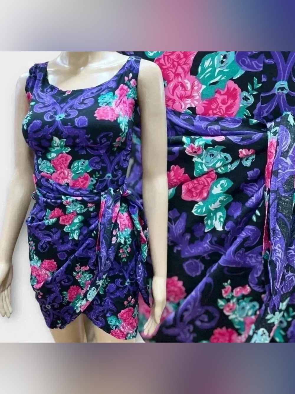 Vintage 1980’s L.A. Spice Sunset Strip Floral Wrap Dress